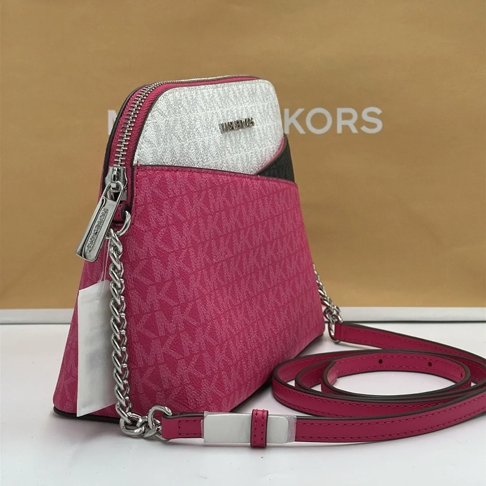 Michael Kors Medium Signature Logo Color Block Dome Crossbody Bag DRAGON…